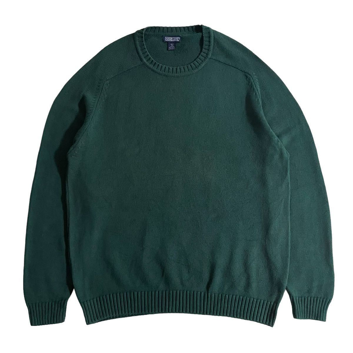 名作【90s USA製 LANDS´ END DRIFTER SWEATER コットンニット セーター 