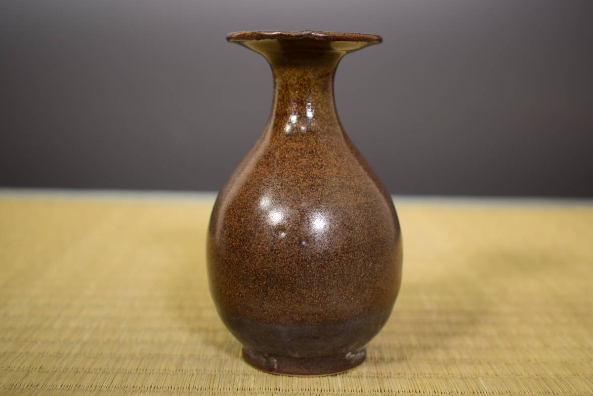 【和】(4860)　古美術収集家買出品　中国古玩　唐物　天目釉花生　花瓶　蕎麦釉_画像3