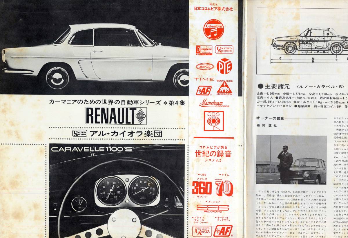 LP* Renault /aru* kai Ora ( with belt propeller /ko rom Via,PS-1371-UA,Y1,700,\'67)*RENAULT world. automobile series 4/AL CAIOLA/UNITED ARTISTS/OBI