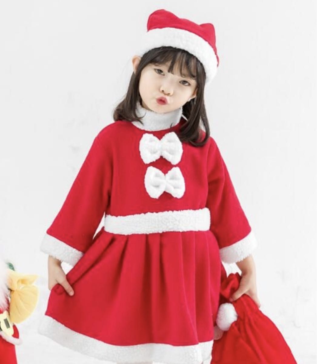 子供服 クリスマス サンタ ワンピース コスプレキッズ90★2