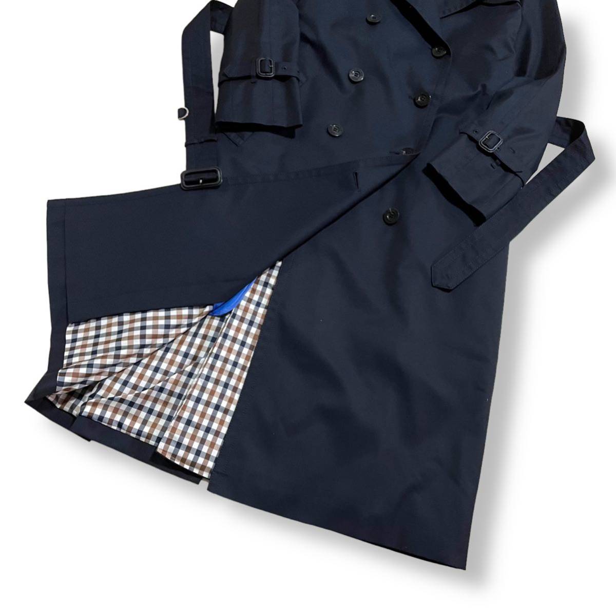 極美品 Aquascutum アクアスキュータム 裏地クラブチェック ウール