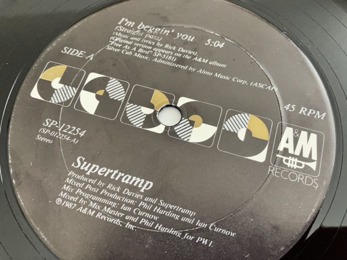 Supertramp / I'm Beggin' You 12inch A&M RECORDS SP-12254 87年シングルUS盤 Straight Pass,Mad House Mix,DUB,3バージョン収録_画像4