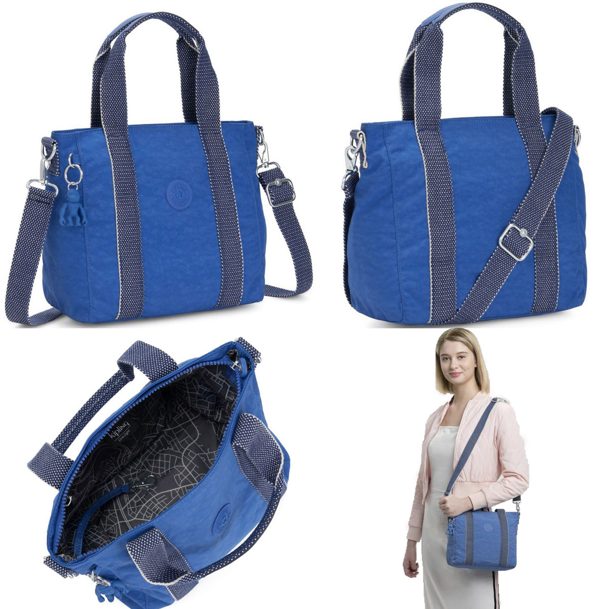 kipling キプリング 2way バッグ KI7149-49Q インディゴブルー トート ショルダーバッグ ハンドバッグ ASSENI MINI モンキー ゴリラ 防水_画像2