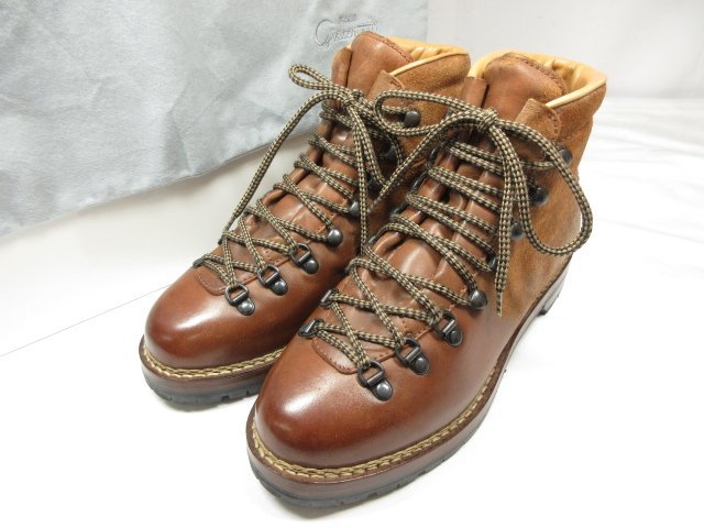 ■HH 超美品【F.LLI Giacometti ジャコメッティ マルモラーダ】 コンビレザー ショートブーツ 靴 (メンズ) size39.5 ブラウン ★8HT1569★