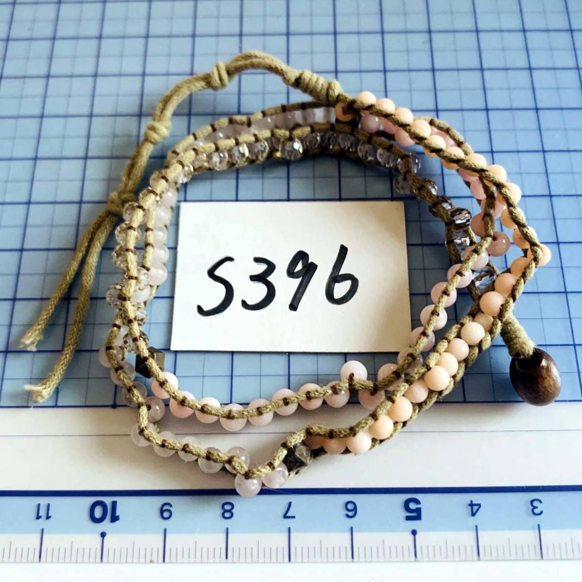  used natural .. rose quartz white crystal hand made handmade bracele NO.S396