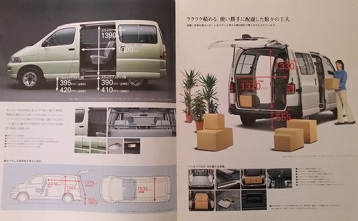 ハイエースレジアス　バン　(RCH42V, LXH43V, LXH49V)　車体カタログ＋価格表　※折れあり　'98年5月　古本・送料無料　管理№ 40040a_画像3