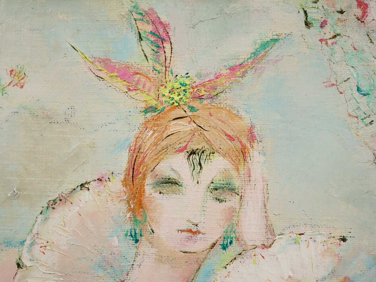 女流画家協会創立会員,黒田久美子「作品」約3号,厚紙に油彩,肉筆 女流画家協会創立会員,黒田久美子「作品」約3号,厚紙に油彩,肉筆
