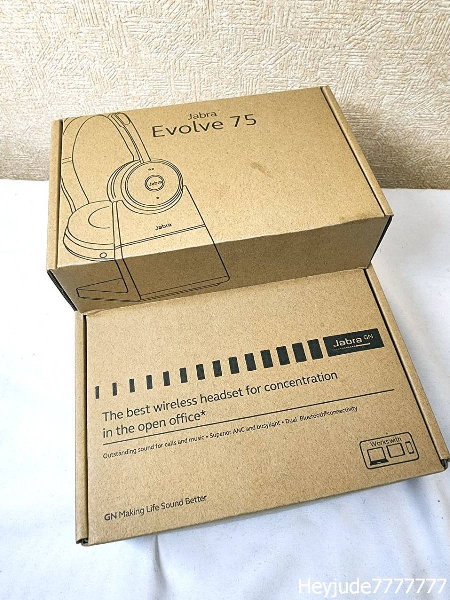 【新品/未使用品】Jabra Evolve 75 高機能 ワイヤレス ヘッドセット 両耳 ハンズフリー 充電スタンド 付き