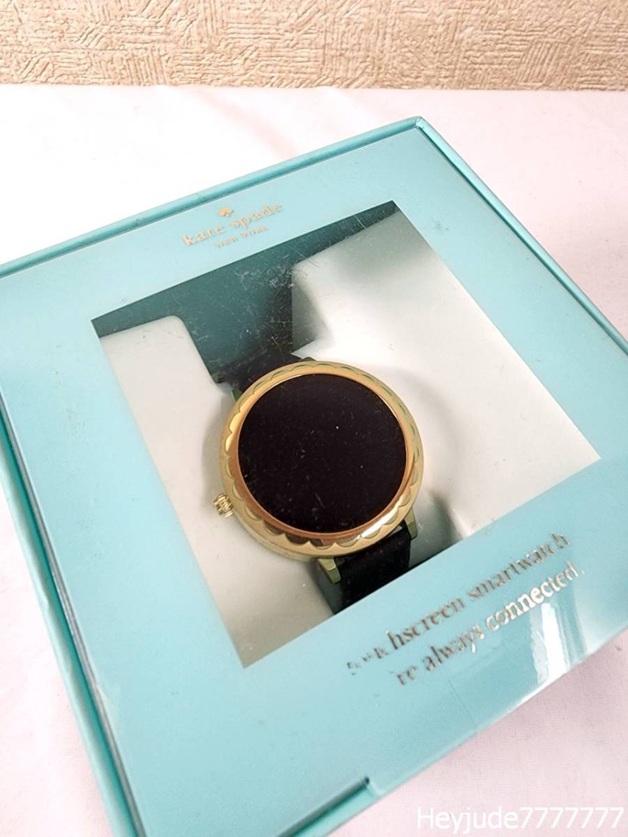 【ほぼ新品/使用感無し！】Kate Spade Scallop Smartwatch ケイト スペード スマートウォッチ ゴールド 皮ベルト/黒 Android iPhone Apple_画像1