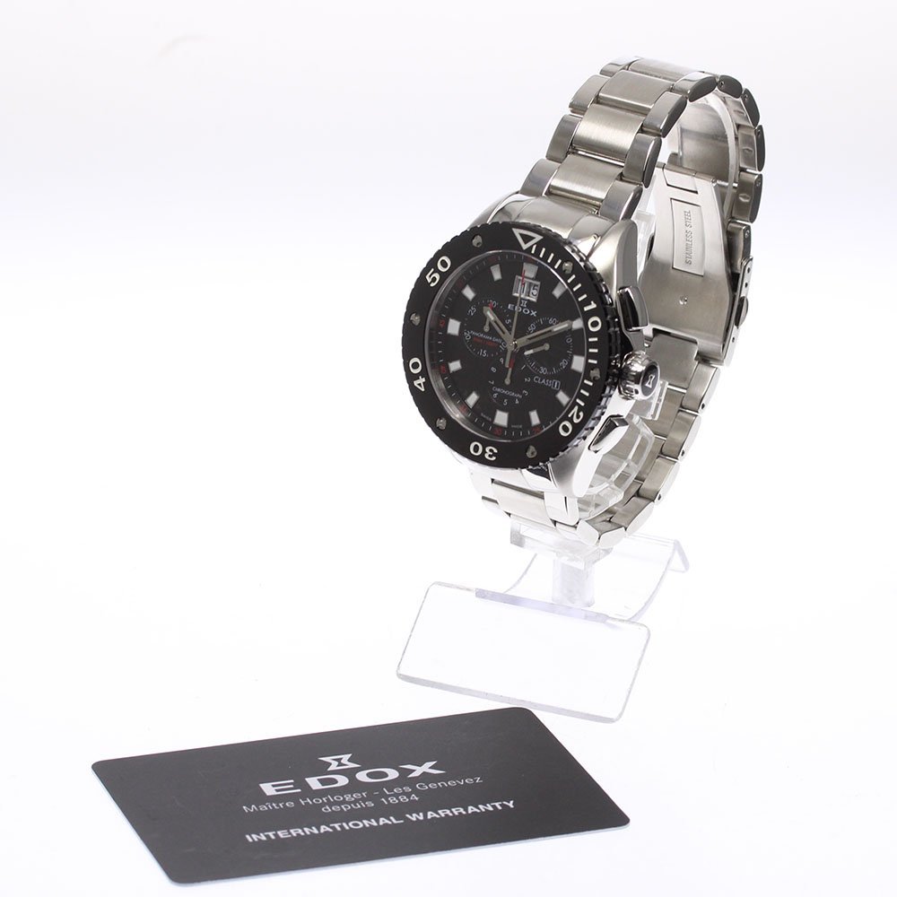 ☆良品 保証書付【EDOX】エドックス クラスワン クロノグラフ ビッグ