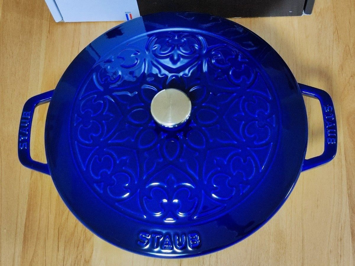 【中古】STAUB ストウブ フレンチオーブン 24cm Lily リリー グランブルー ワナベ XL Wa-NABE