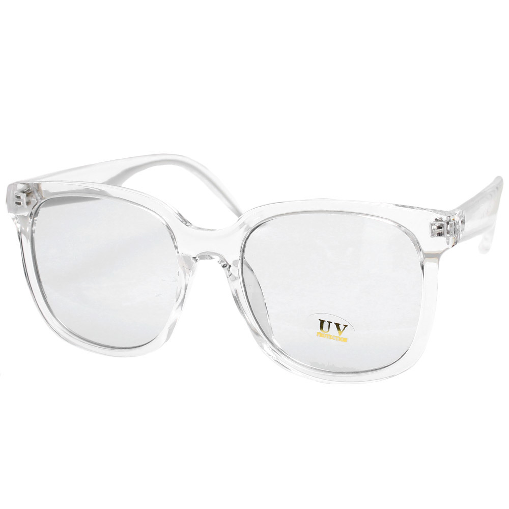 在庫処分 サングラス メガネ UVカット 伊達メガネ 色付き 白 ビックフレーム