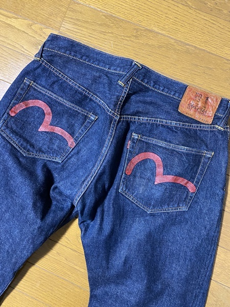 美品☆【EVISU】No.1 SPECIAL LOT2000 赤カモメ 革パッチ 濃紺インディゴデニムパンツ 38×35 エヴィス エビス_画像3