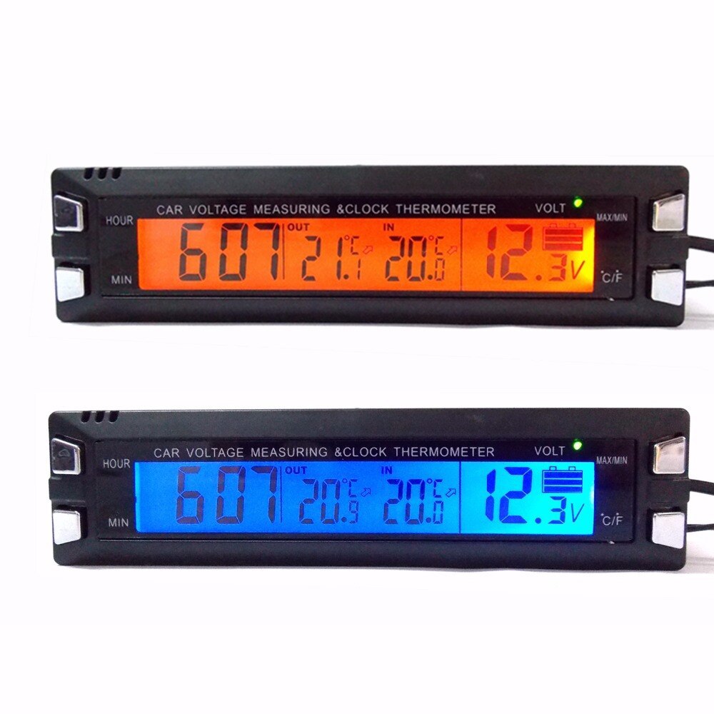 車 汎用 デジタル LCD ディスプレイ 時計 屋内 屋外 温度計 電圧計 バッテリー モニター ツール パーツ アクセサリー_画像4