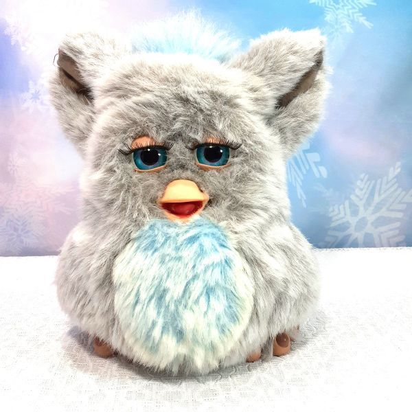 ファービー2 2005 グレイ×青目 英語版 Furby Hasbro 箱 スプーン 説明