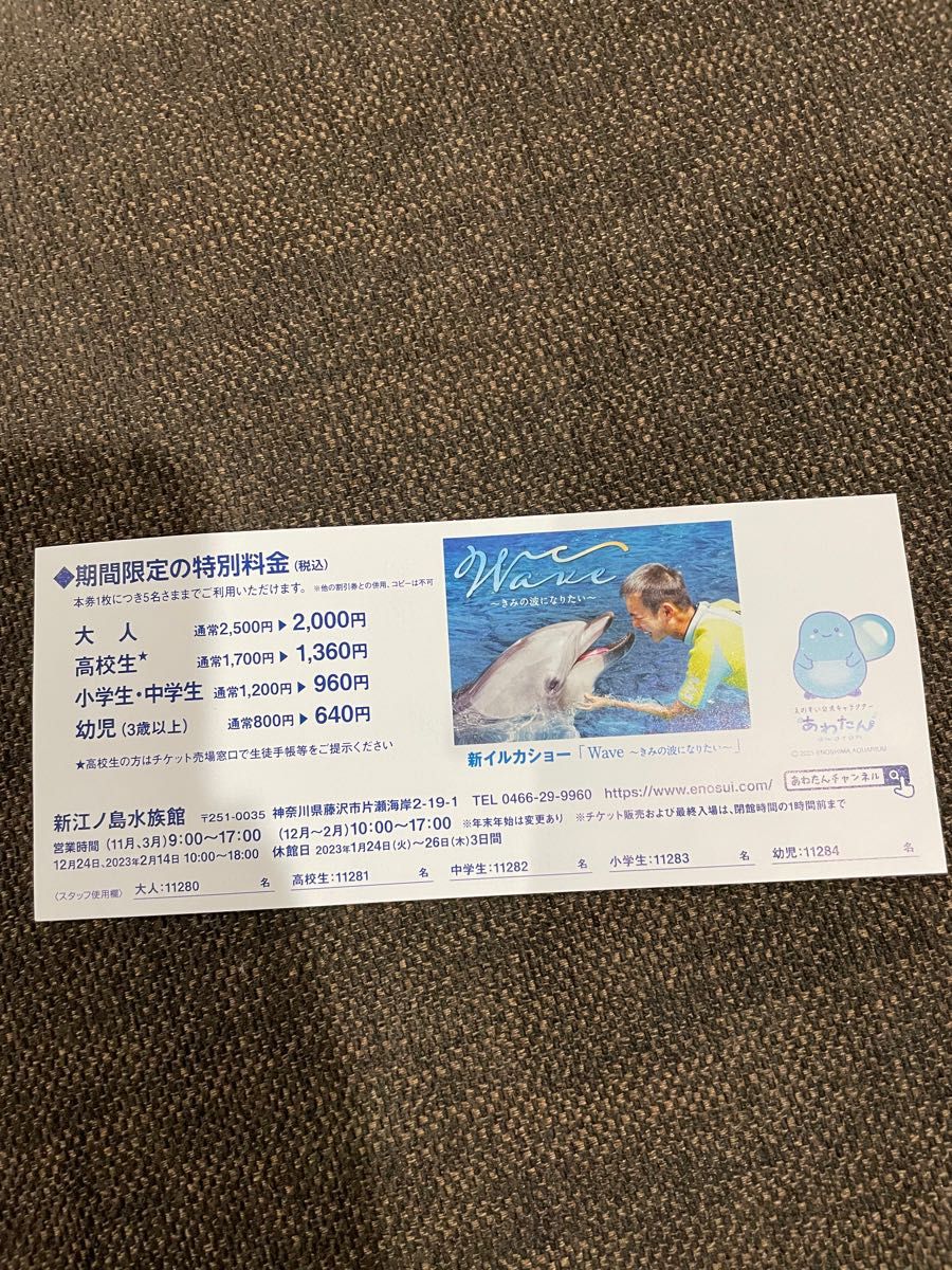 2021超人気 つちや様専用 速達発送 新江ノ島水族館 チケット1枚① ienomat.com.br