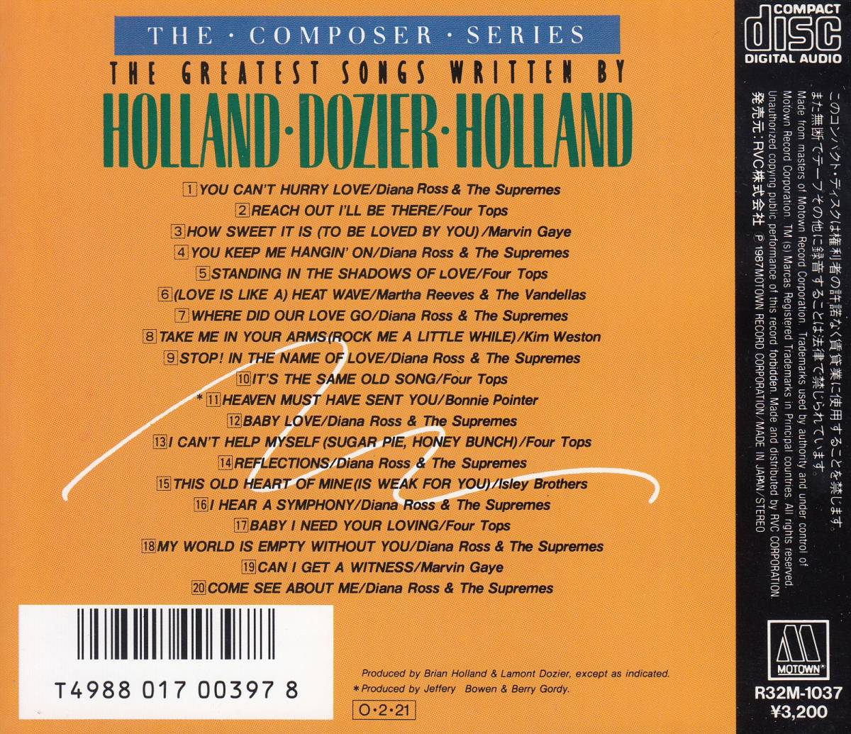 国 VA / The Greatest Songs Written By Holland Dozier Holland◆規格番号■R32M-1037◆送料無料■即決●交渉有_画像2