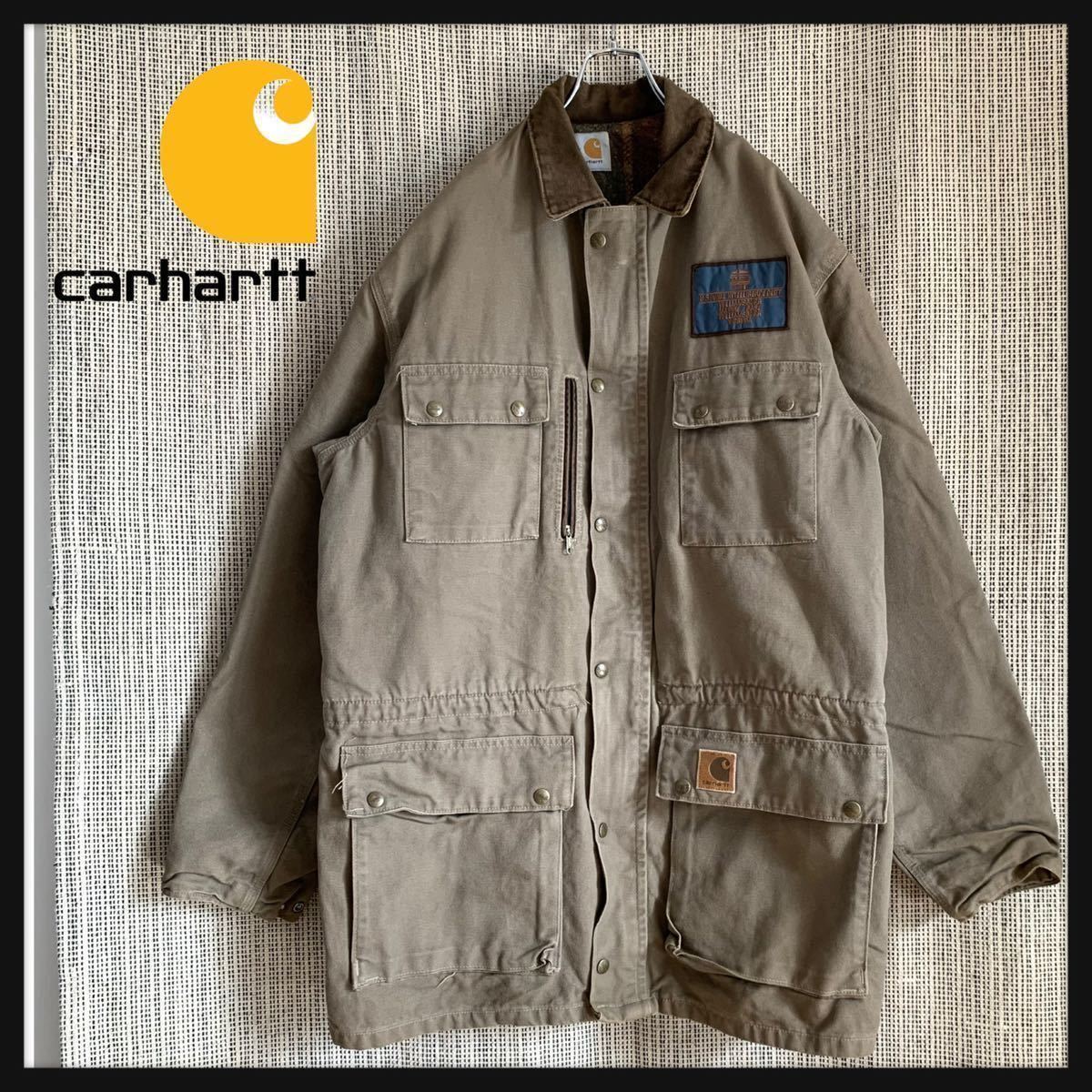 【希少】90s CARHARTT カーハート ダック カバーオール ジャケット ブランケット裏地 ワークウェア XL