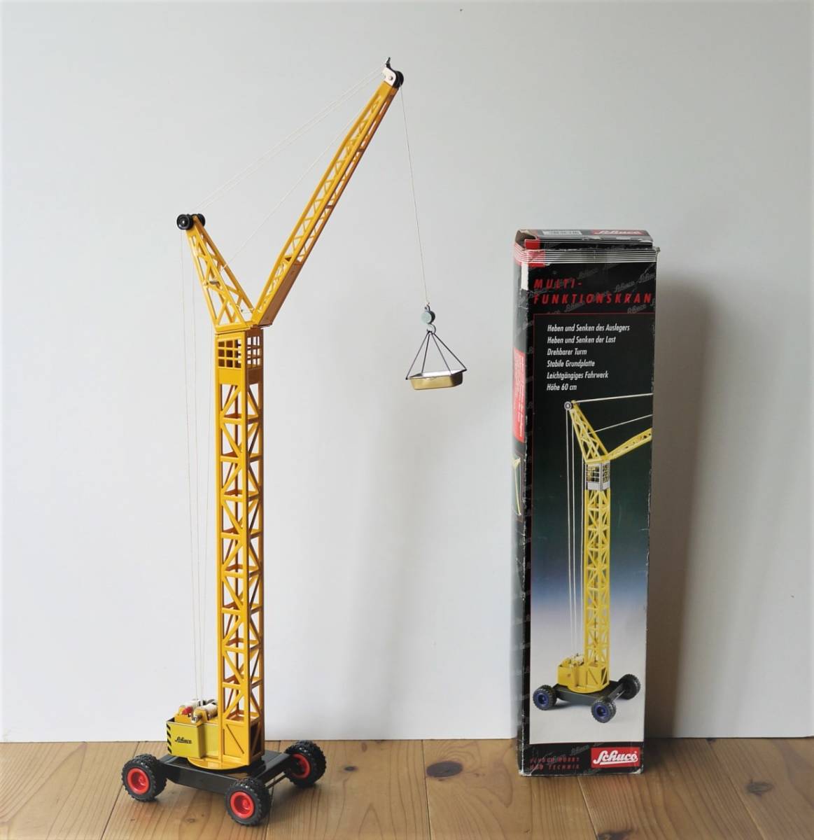 shukoSchuco tower crane model MULTI-FUNKTIONSKRAN tin plate toy Mini construction heavy equipment ... car Germany toy 60. box attaching steel made model 