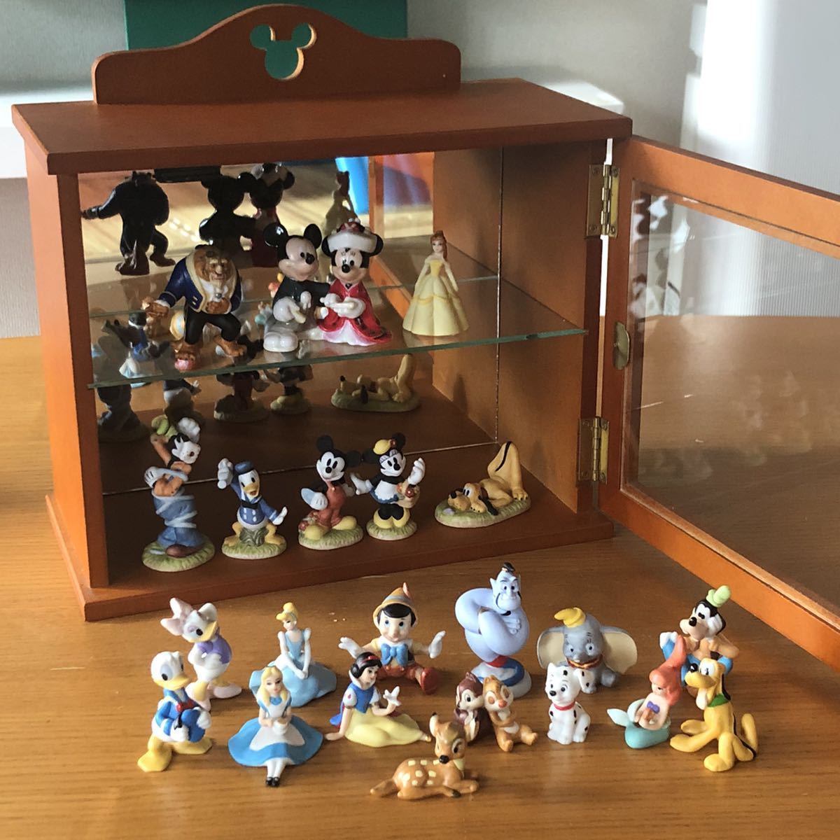 ディズニー コレクションケース 陶器 置物 ピノキオ 美女と野獣 ダンボ 白雪姫 ミッキー シンデレラ 加藤工芸 ショーケース