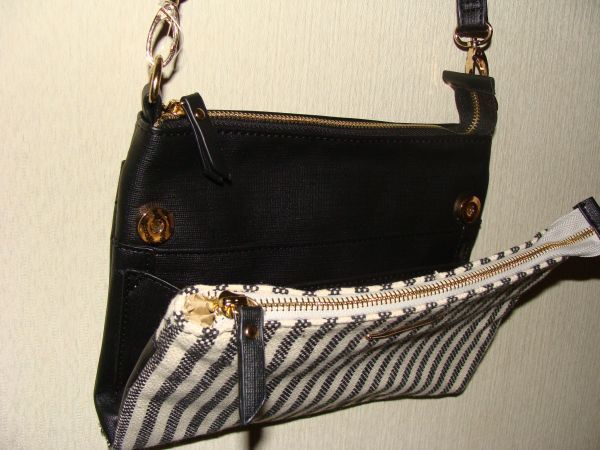 [ unused ] No-brand * stripe multifunction storage shoulder bag sakoshu pochette * SA