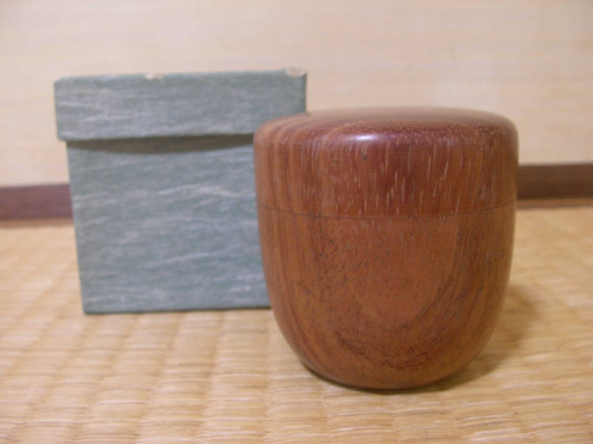 旧家蔵 木地一刀彫棗 紙箱付 小松寿山作 宮島細工 薄茶器 ヴィンテージ美品 侘び 草 茶の湯 煎茶道 茶箱,短冊箱,お稽古,和室,オリエンタル