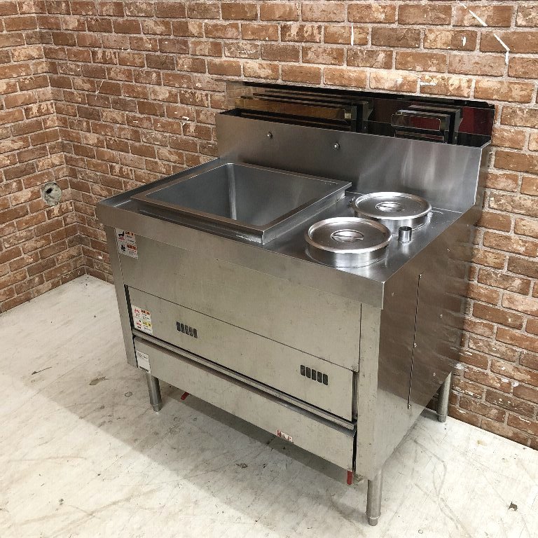 ★☆*22R343 tanico タニコー 湯がき槽付 湯煎器 角型茹で麺機 TYU-90 2020年製 LPガス プロパンガス 業務用 厨房 動作確認済み♪☆★_画像2