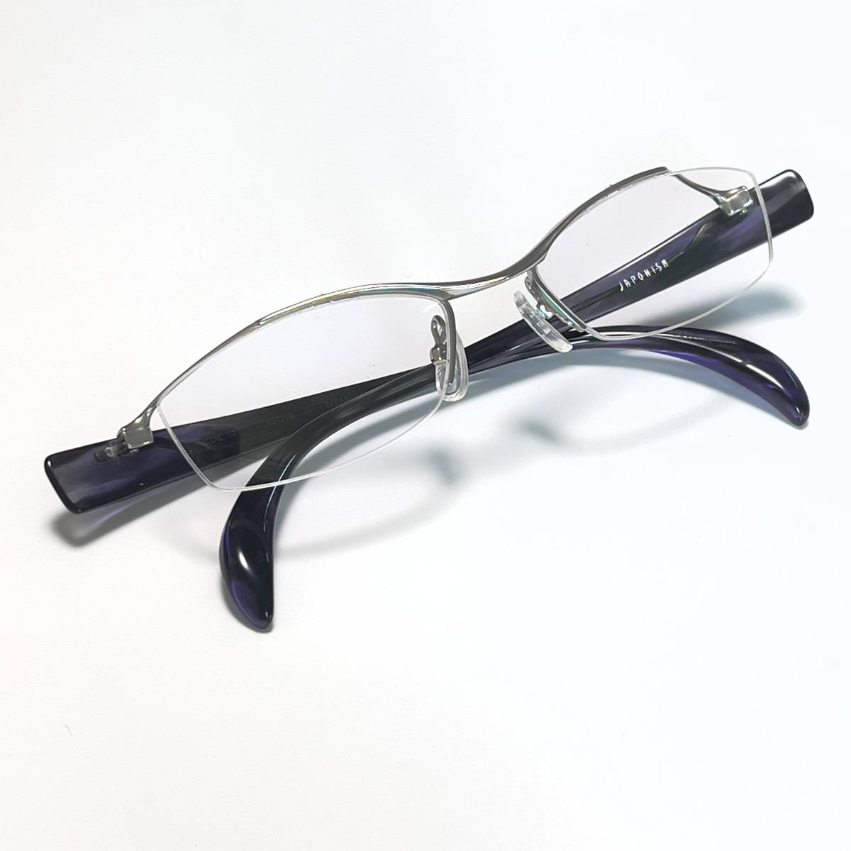 新品同様 JAPONISM ジャポニズム 眼鏡 JN-431 10 52 18 メガネ フレーム メンズ レディース シルバー×パープル ナイロール Yahoo!フリマ（旧）