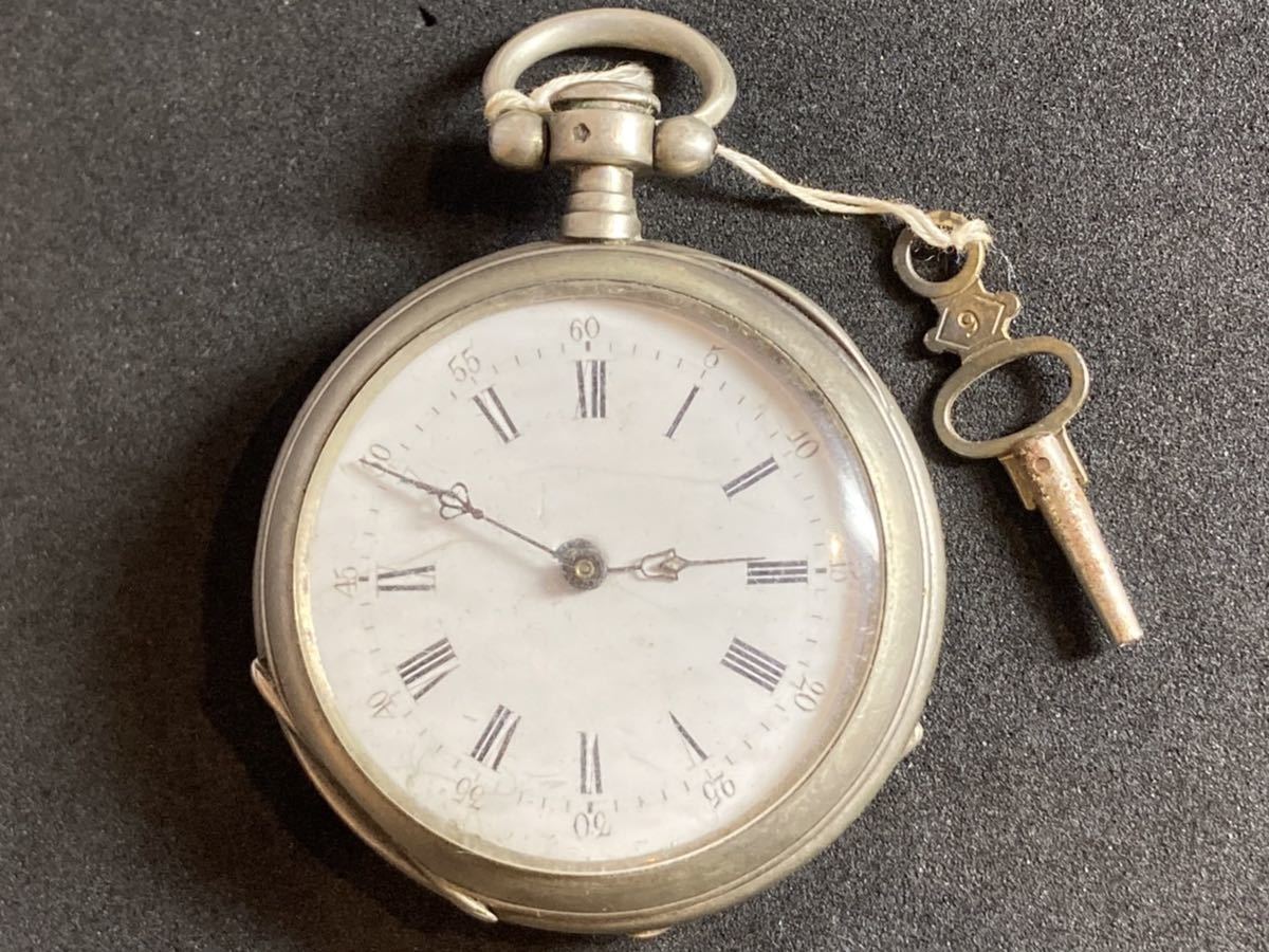⑰ 懐中時計 鍵巻き時計 アンティーク時計 可動の画像1