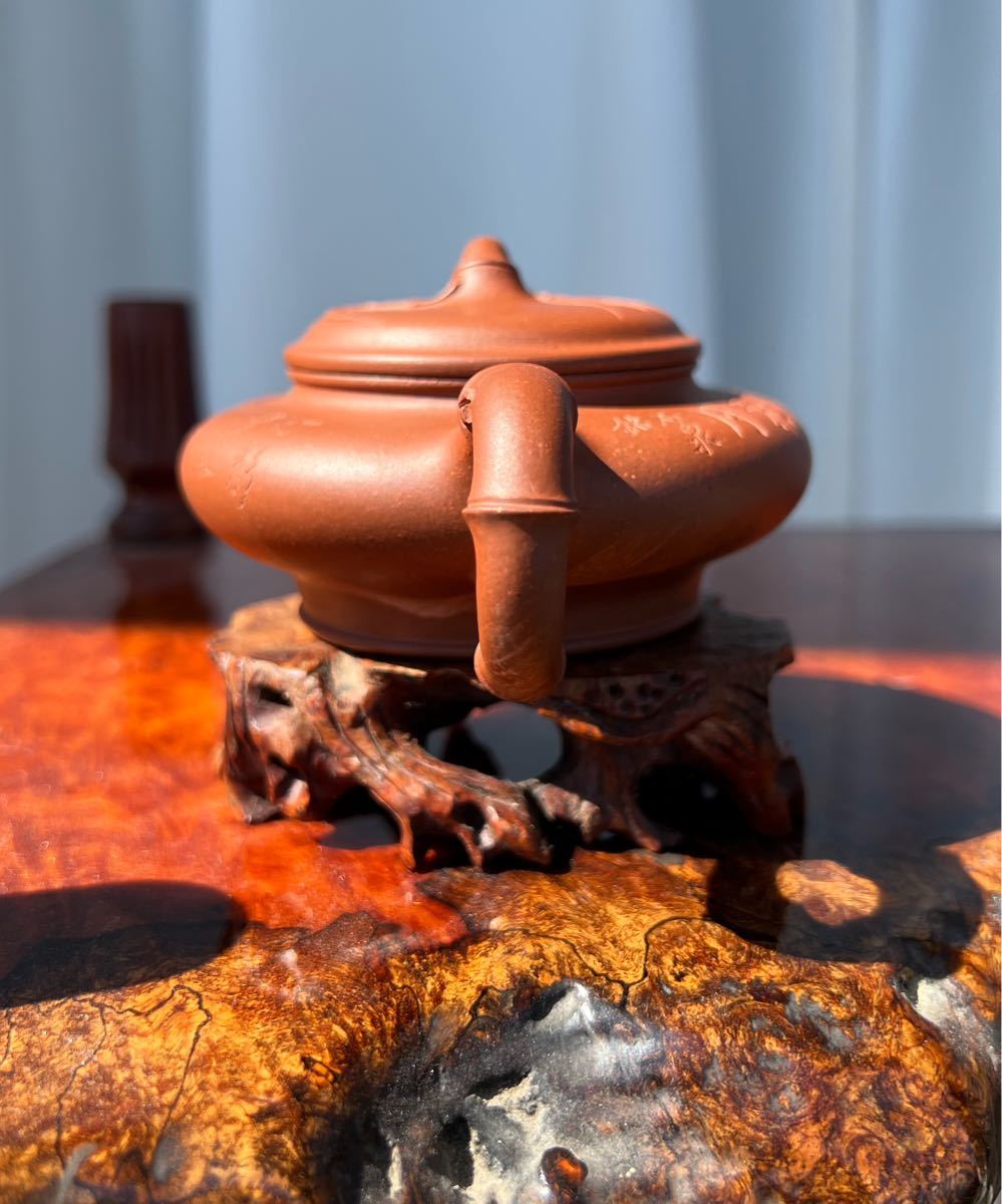 中国 古玩 紫砂壺  水扁壺 乙酉年 在銘 茶道具