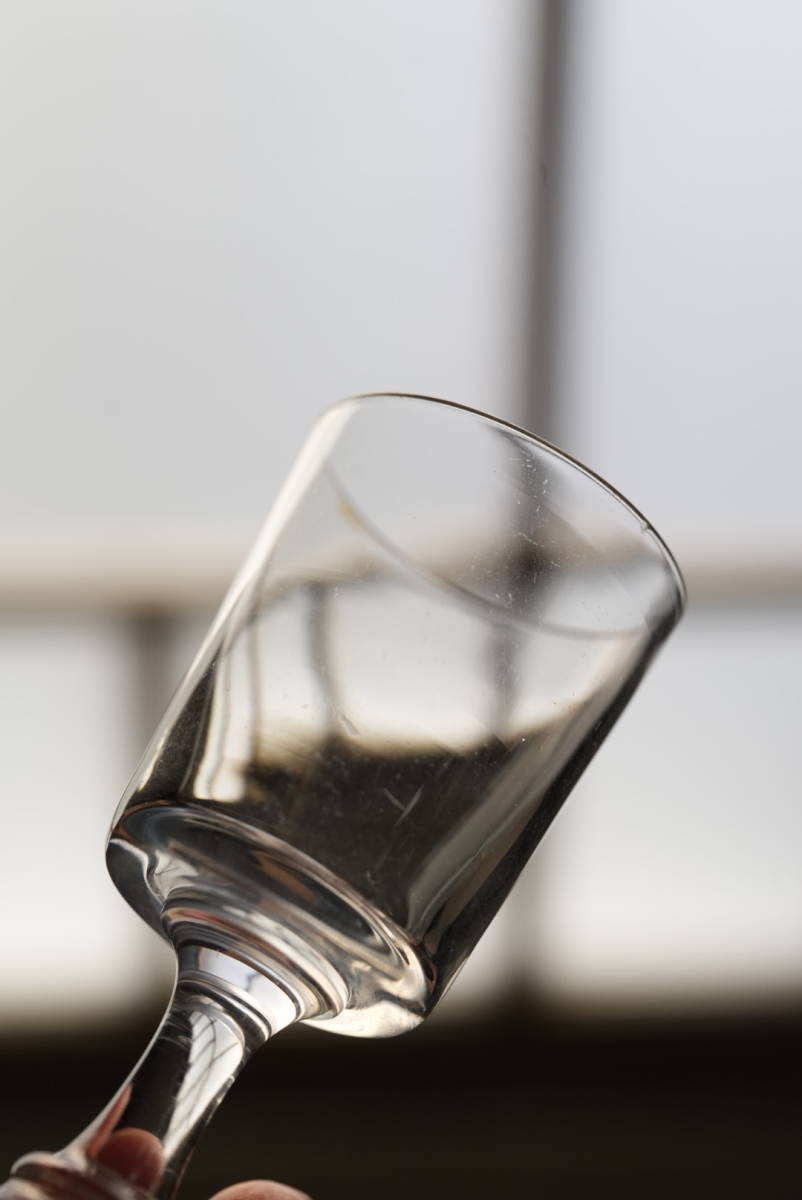 古い手吹きガラスのシンプルな筒型のステム ビストログラス_小 / 19世紀・フランス / 古道具 アンティーク ワイングラス E_画像3