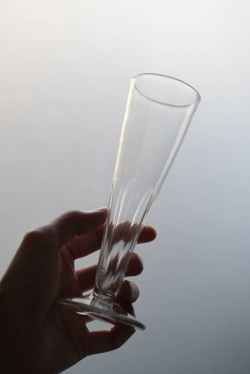 古い手吹きのガラスのシャンパーニュフルートグラス 2客セット / 19世紀・フランス / 硝子 ワイングラス アンティーク 古道の画像10