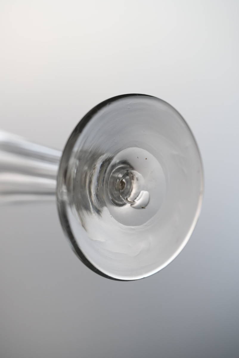 古い手吹きのガラスのシャンパーニュフルートグラス 2客セット / 19世紀・フランス / 硝子 ワイングラス アンティーク 古道の画像8