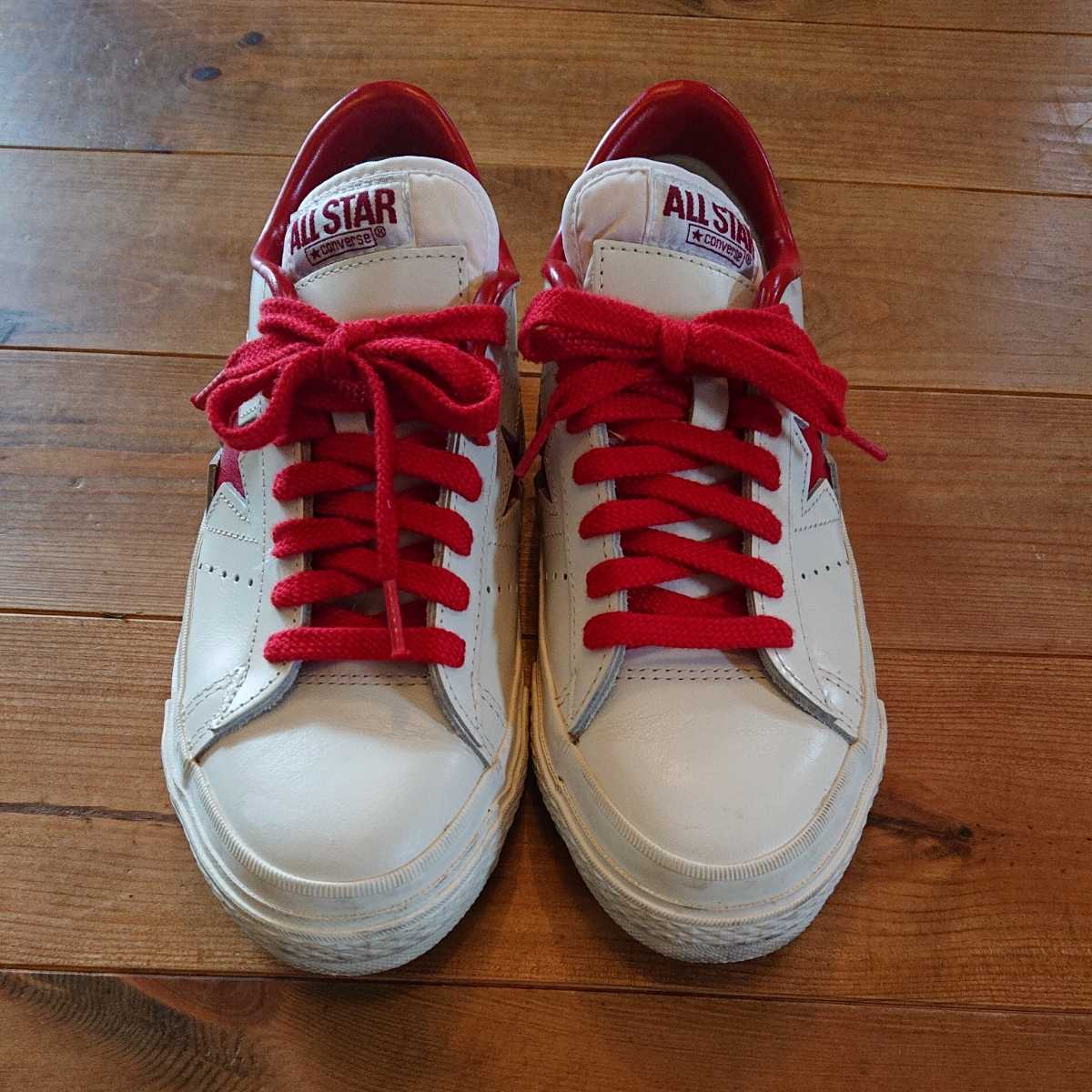 ★即決！状態良 レア物 CONVERSE ONE STAR J OX コンバース ワンスター WHITE/RED 24.0cm US5.0 MADE IN JAPAN コンバース 旧タグ 白×赤★