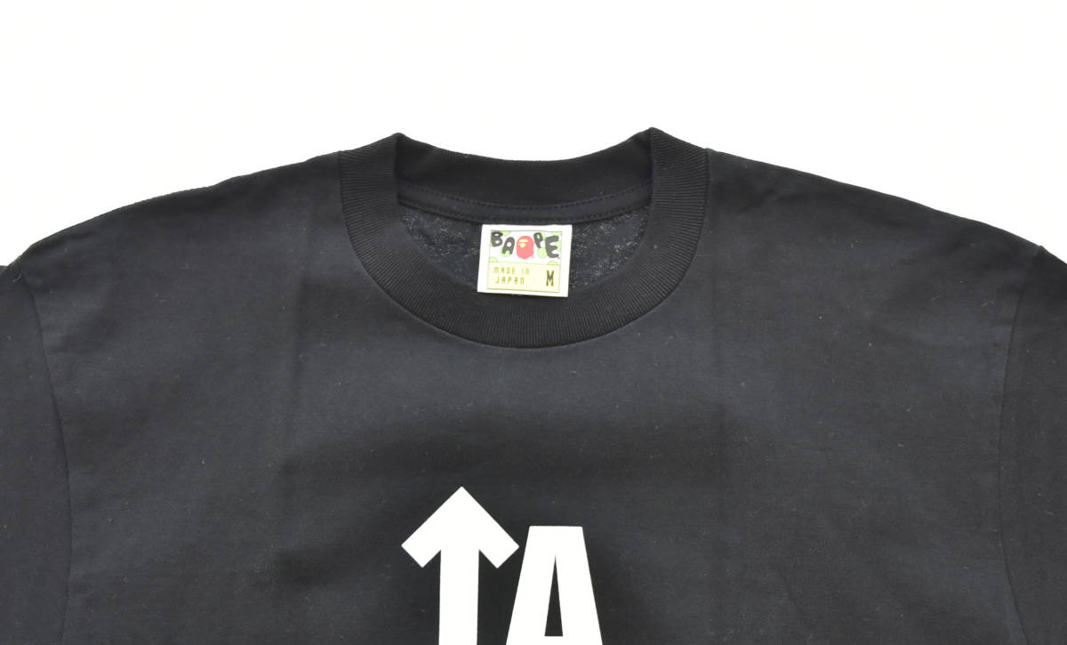 △ A BATHING APE アベイシングエイプ ロゴ ユニオンジャックプリント 半袖Tシャツ M 黒 ブラック 103_画像3