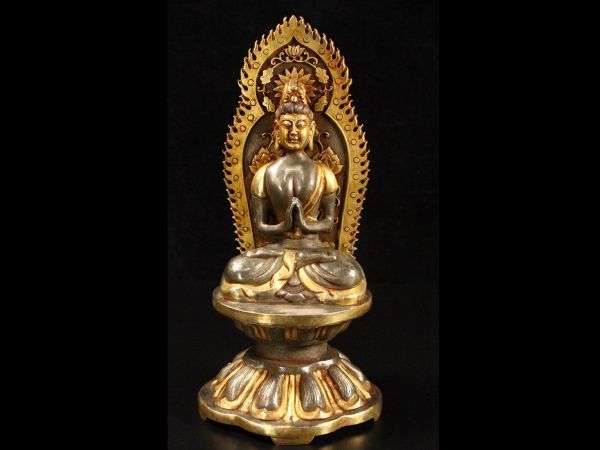 瓏】古銅彫 塗金仏像擺件一尊 時代物 古置物擺件 銅仏像 仏教文化 蔵出