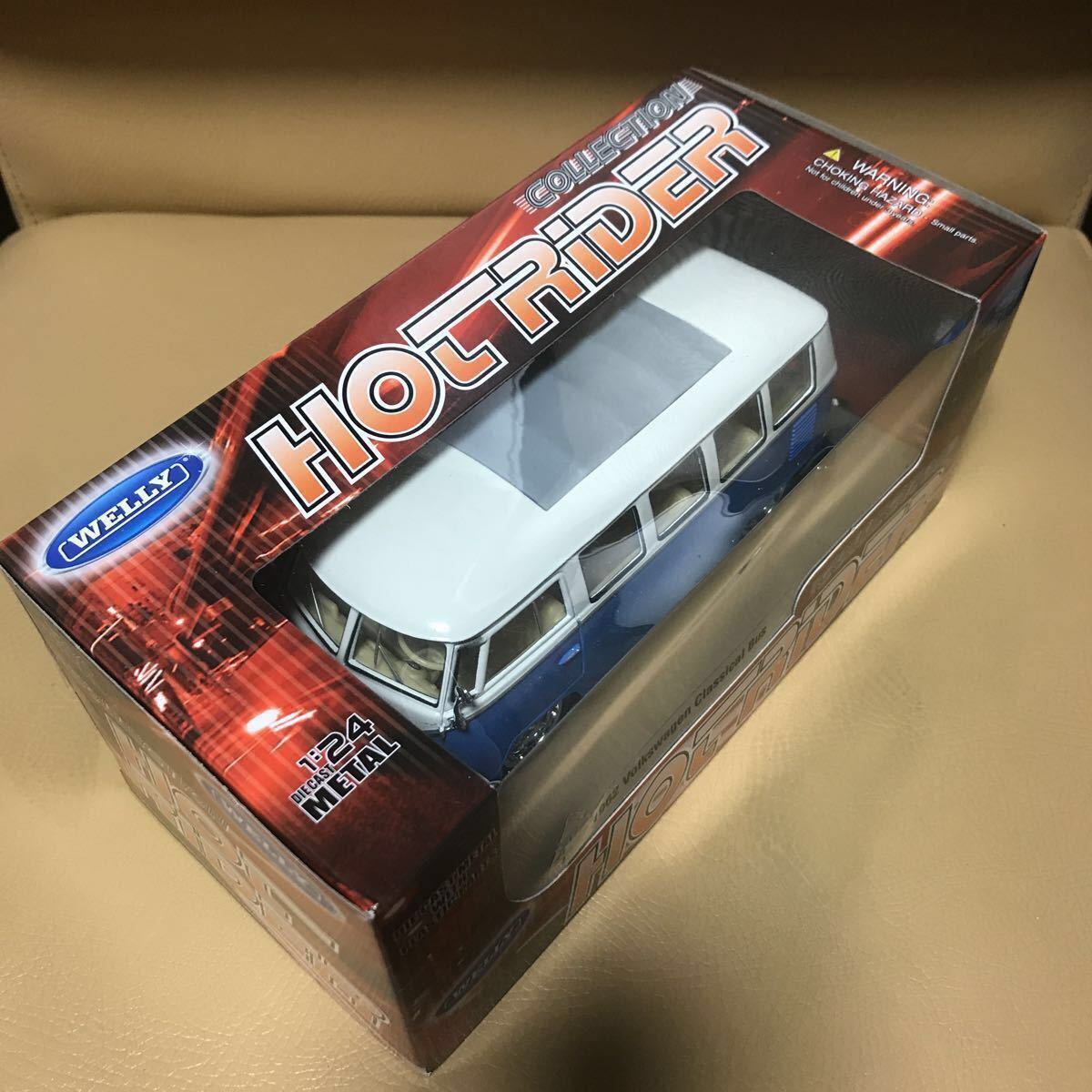 1962 Volkswagen classical bus フォルクスワーゲン クラシカル バス 1/24 WELLY ミニカー GM Ford ダイキャストメタル&プラ ブルー 先着1_画像4