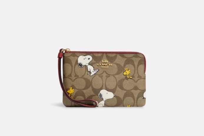 新品 COACH X PEANUTS コーナー ジップ リストレット シグネチャー