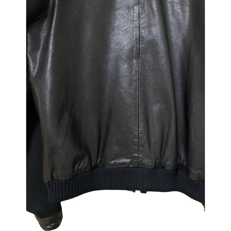 希少 70s Vintage GIVENCHY leather jacket ジバンシー レザー ジャケット ニット切り替え 黒 XL ビンテージ ハイクオリティ_画像9