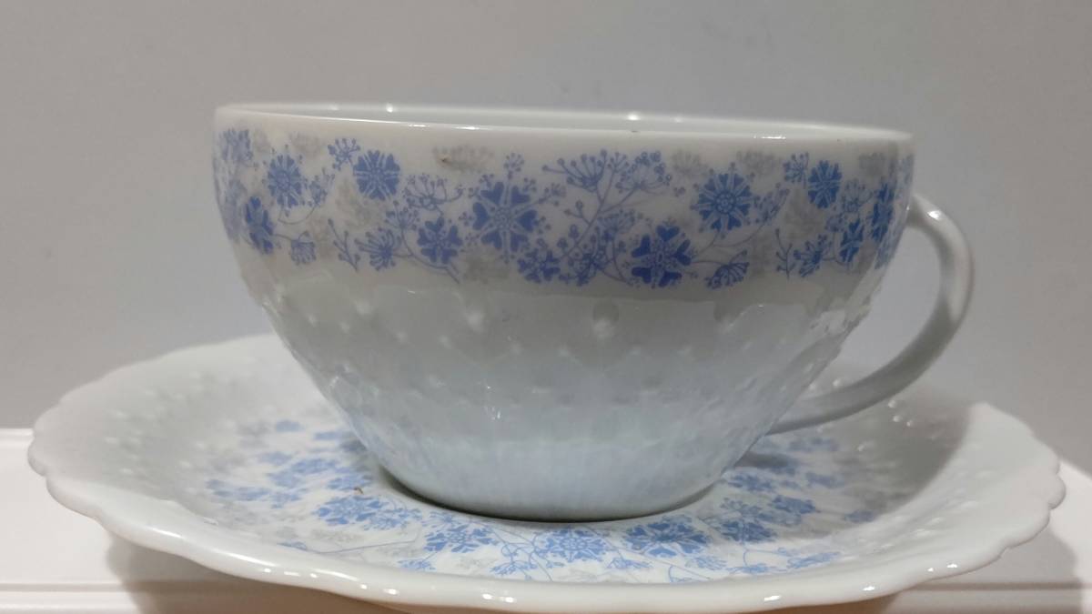 フランス製 リモージュ LIMOGES ジョルジュ・ボワイエ Georges Boyer リビエラブルー ティーカップ(9.5×5㎝)&ソーサー(14.2㎝)