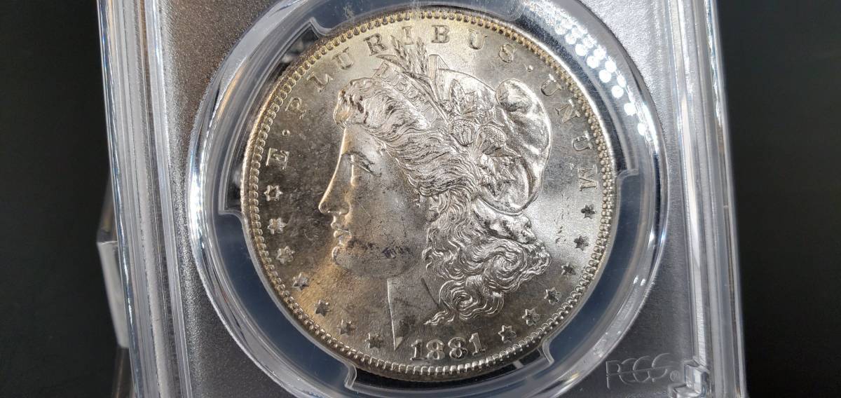 《高鑑定 》《輝く極美品 》1881-S アメリカ モルガンダラー 1ドル銀貨 PCGS MS65 アンティークコイン 同梱可 #046