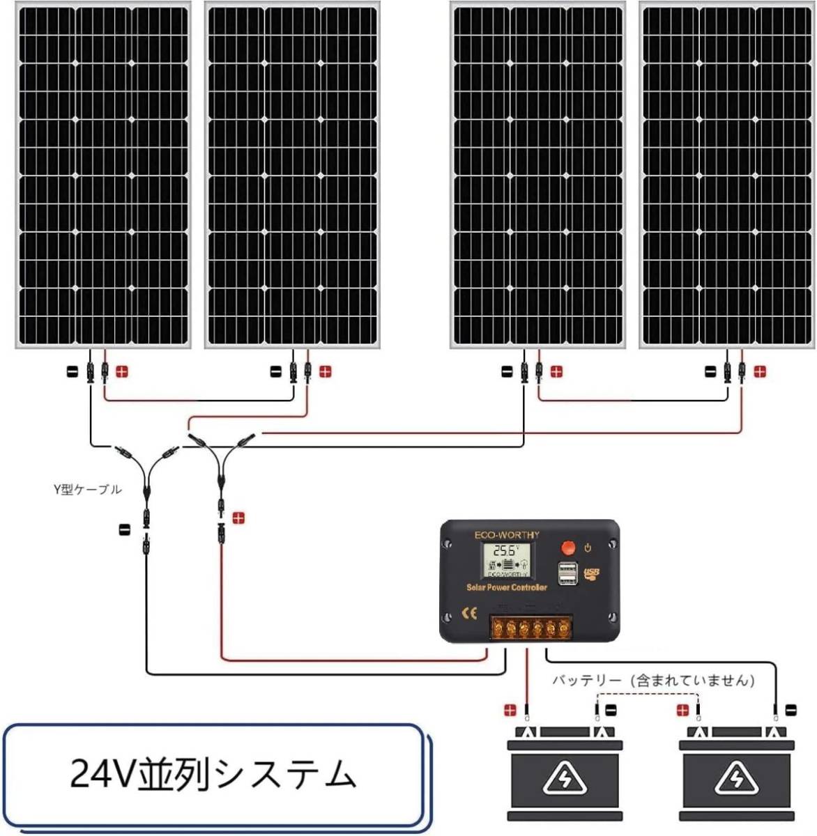 ECO-WORTHY 400W ソーラーパネル キット 太陽光発電 単結晶 30Aチャージコントローラー 太陽光チャージ ソーラーシステム_画像5