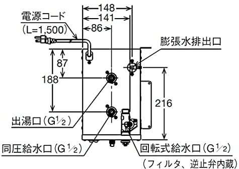 LIXIL(リクシル) INAX ゆプラス 手洗洗面用 コンパクトタイプ EHPN