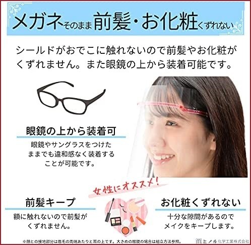 日本製・超軽量 HMフェイスシールド 【クリア ピンク ブラック 軽い 透明 フェースシールド FACESHIELD_画像5