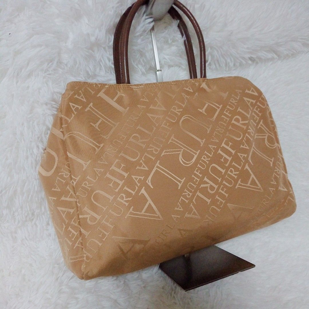 FURLA フルラ ロゴ 総柄 トートバッグ ハンドバッグ ブラウン