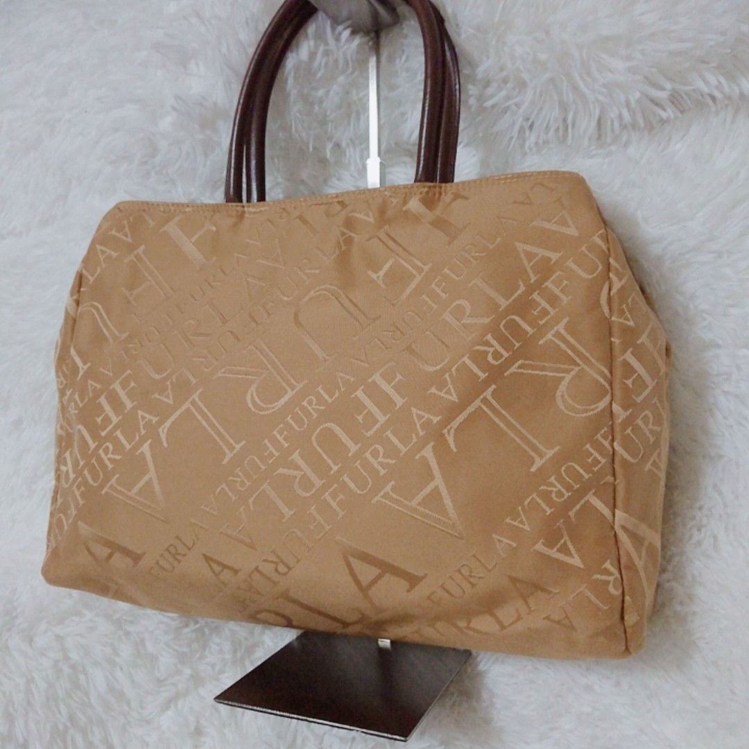 FURLA フルラ ロゴ 総柄 トートバッグ ハンドバッグ ブラウン