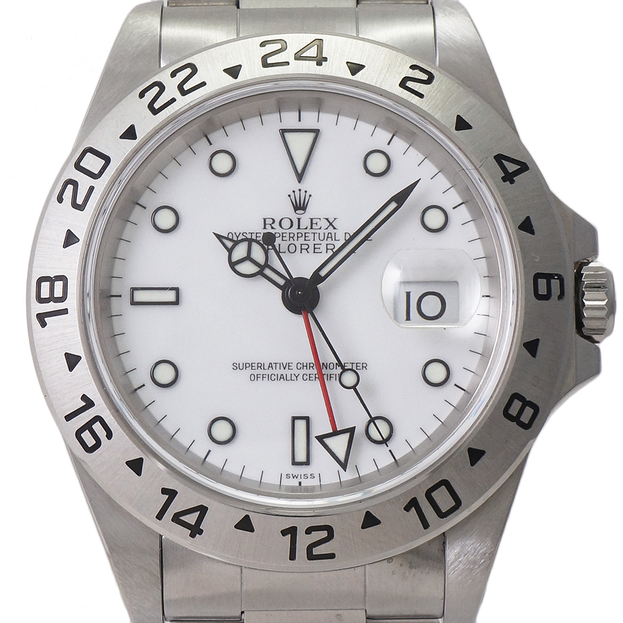 ロレックス メンズ腕時計 エクスプローラー2 自動巻き ステンレススチール ホワイト文字盤 16570 A番 ROLEX 