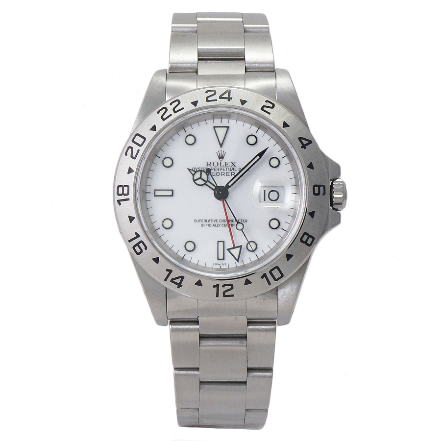 Мужские часы Rolex Explorer 2 Автоматический рулон из нержавеющей стали белый циферблат 16570A