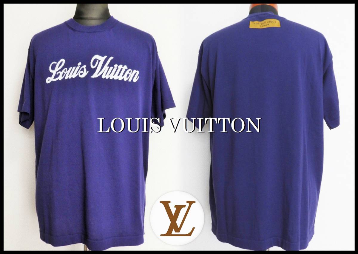 LOUIS VUITTON サマーニット ルイヴィトン メンズ S パープル ロゴ Tシャツ 紫 白 ホワイト セーター 国内正規品 美品 ベルト  ブーツ