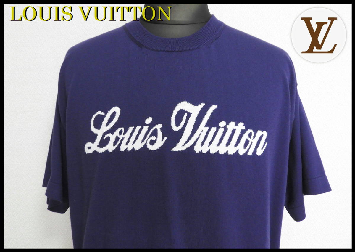 LOUIS VUITTON サマーニット ルイヴィトン メンズ S パープル ロゴ Tシャツ 紫 白 ホワイト セーター 国内正規品 美品 ベルト  ブーツ